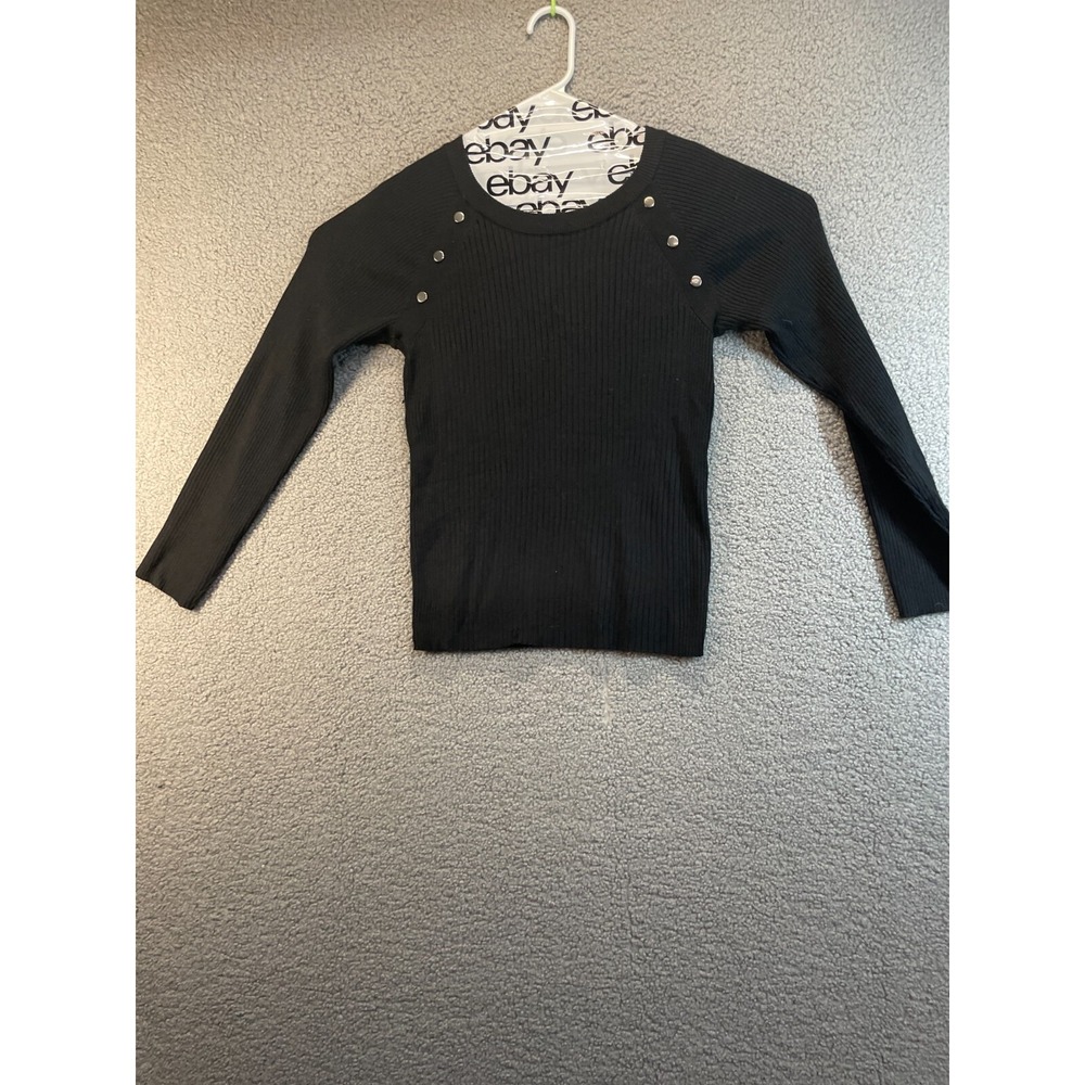 Philosophy Republic Clothing Black Cable Knit Tunic Sweater Pewter Studs L